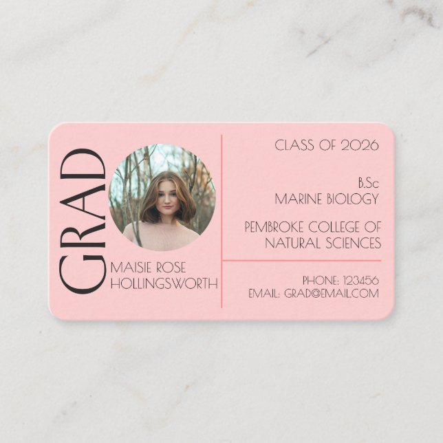 Visita Tarjeta de presentación con patrón de corazón rosa (Anverso)