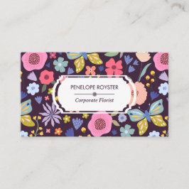 Visita Tarjeta de presentación con patrón floral ciruela