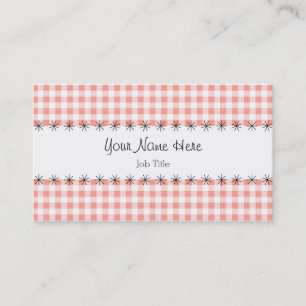 Visita Tarjeta de presentación Coral Gingham stripe
