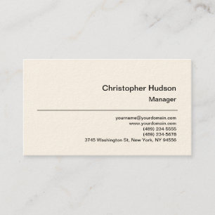 Visita Tarjeta de presentación Cream Simple Plain Manager