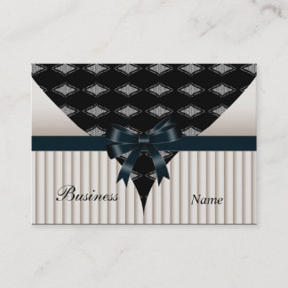 Visita Tarjeta de presentación crema beige lazo negro