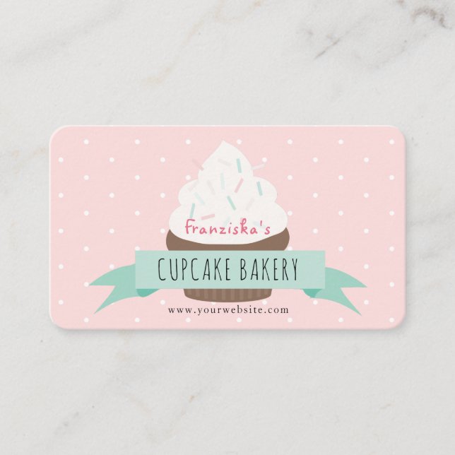 Visita Tarjeta de presentación Cupcake Sprinkles Pink (Anverso)
