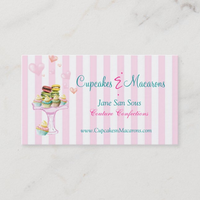 Visita Tarjeta de presentación Cupcakes y Macarons (Anverso)