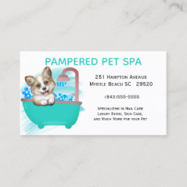 Visita Tarjeta de presentación Cute Dog Bath Green Mascot