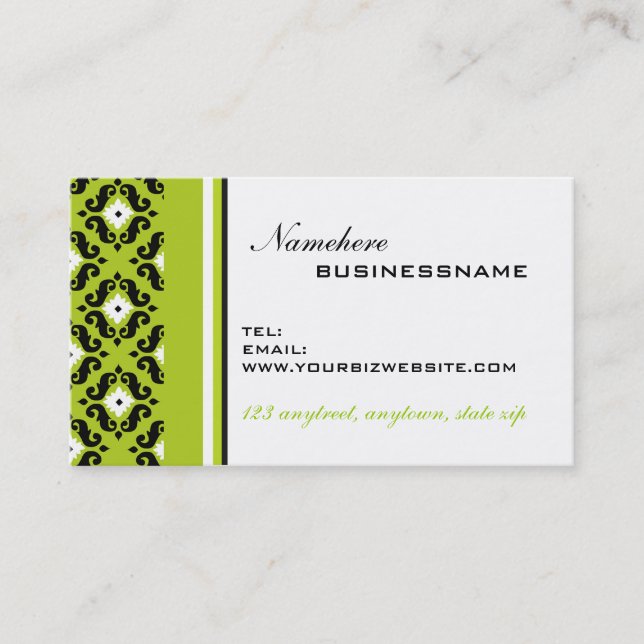 Visita Tarjeta de presentación Damask Elegance (Anverso)