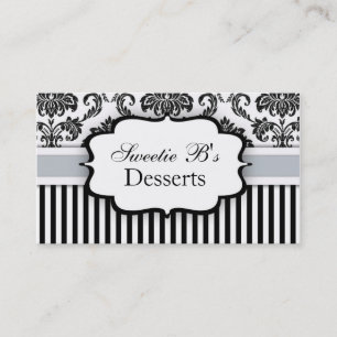 Visita Tarjeta de presentación Damask en blanco y negro c