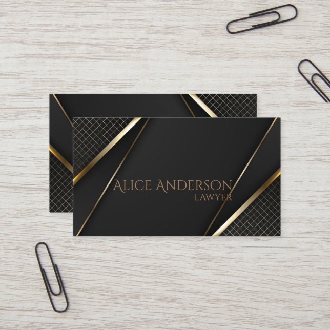Visita Tarjeta de presentación de abogado elegante de oro (Anverso/Reverso In Situ)