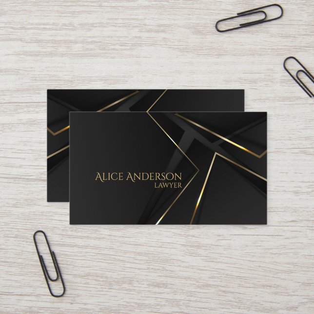 Visita Tarjeta de presentación de abogado elegante de oro (Anverso/Reverso In Situ)