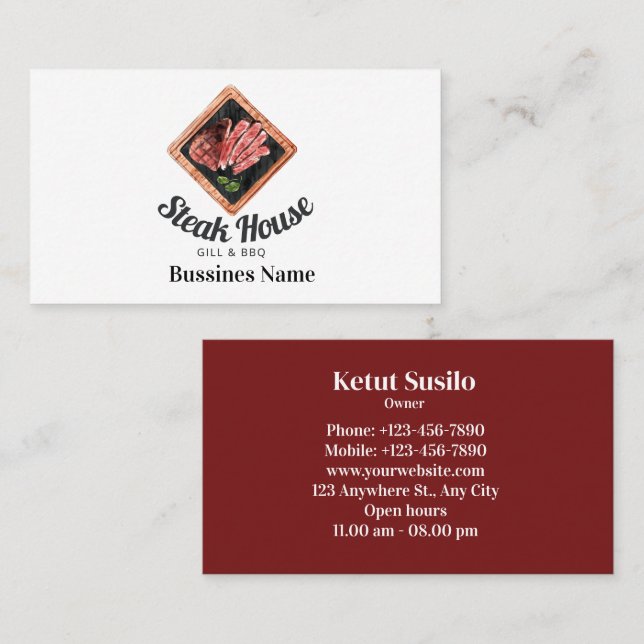 Visita Tarjeta de presentación de acuarela para alimentos (Anverso / Reverso)