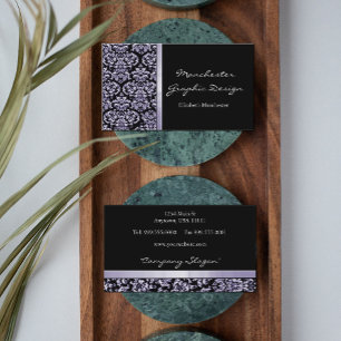 Visita Tarjeta de presentación de Amethyst Damask Ribbon