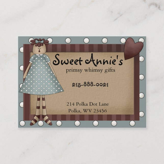 Visita Tarjeta de presentación de Annie Whimsy Primsy Cou (Anverso)