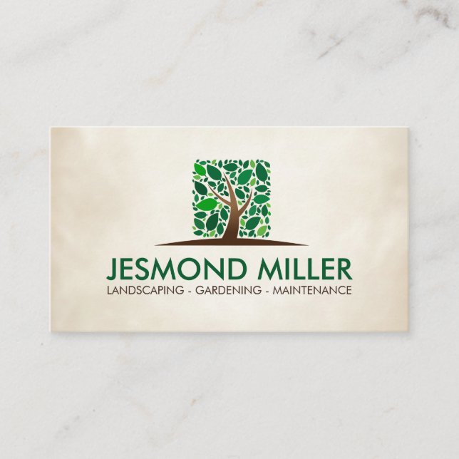 Visita Tarjeta de presentación de árbol cuadrado geométri (Anverso)