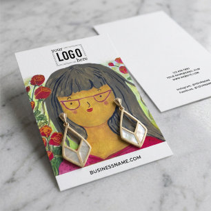 Visita Tarjeta de presentación de aretes con pintura del