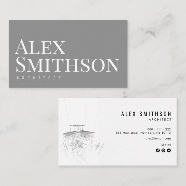 Visita tarjeta de presentación de arquitectos de texto en (Anverso / Reverso)