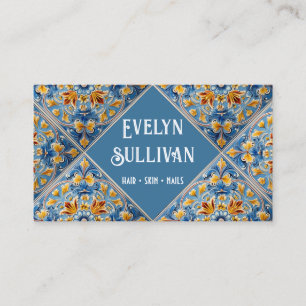 Visita Tarjeta de presentación de azulejos amarillos azul