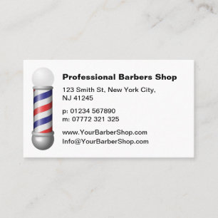 Visita Tarjeta de presentación de barbería con asta de ba