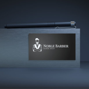 Visita Tarjeta de presentación de barbería en negro y bla
