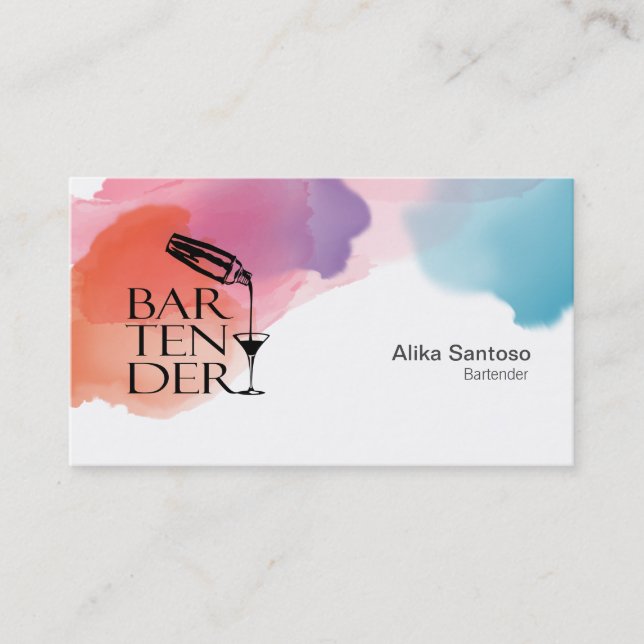 Visita Tarjeta de presentación de Barman (Anverso)