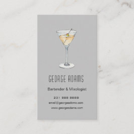 Visita Tarjeta de presentación de barman de Martini gris 