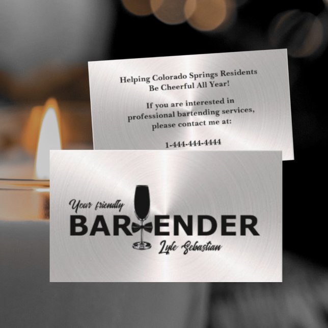 Visita Tarjeta de presentación de Bartender para evento d (Subido por el creador)