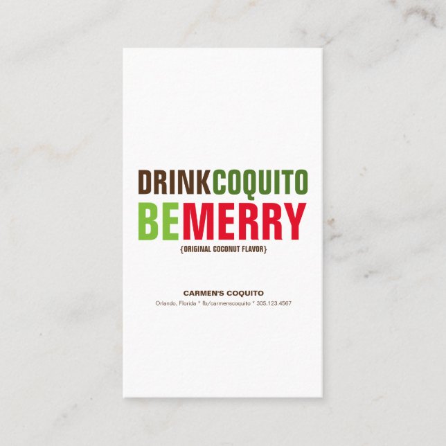 Visita Tarjeta de presentación de Bebida Coquito Sé Alegr (Anverso)