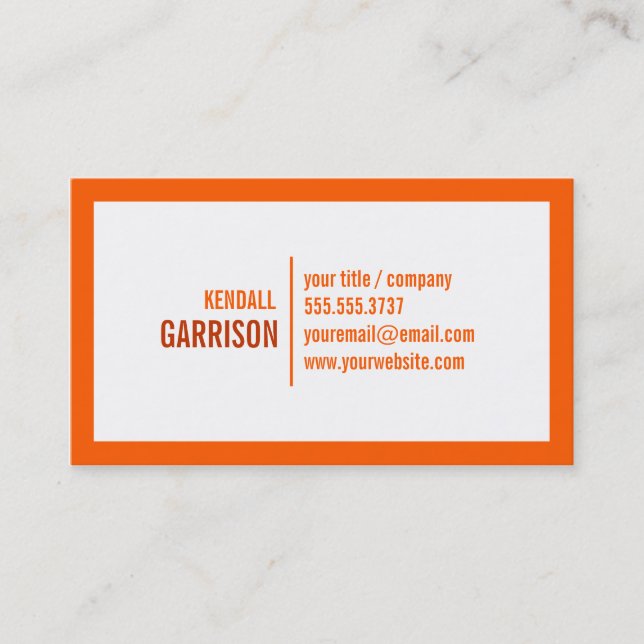 Visita Tarjeta de presentación de borde negrita naranja (Anverso)