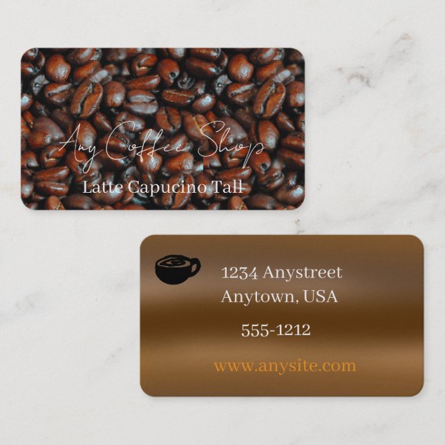 Visita Tarjeta de presentación de cafetería (Anverso / Reverso)