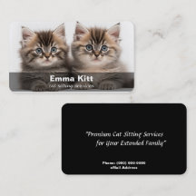 Tarjeta de presentación de Cat Sitting / Cat Care