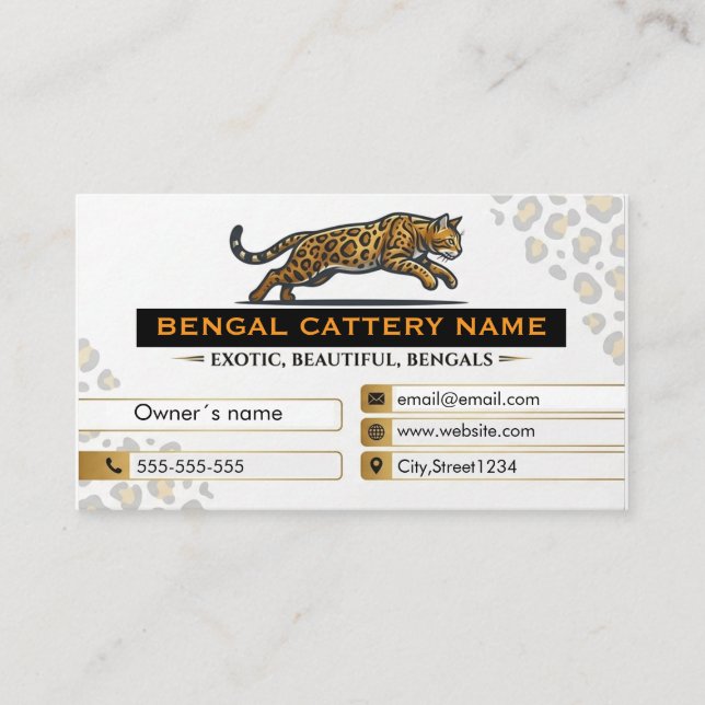 Visita Tarjeta de presentación de Cattery Bengal (Anverso)