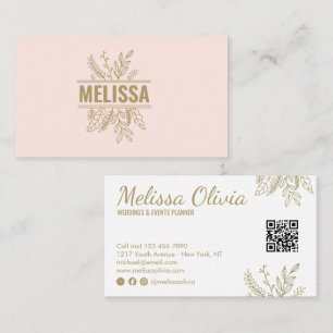 Visita Tarjeta de presentación de código QR de boda flora