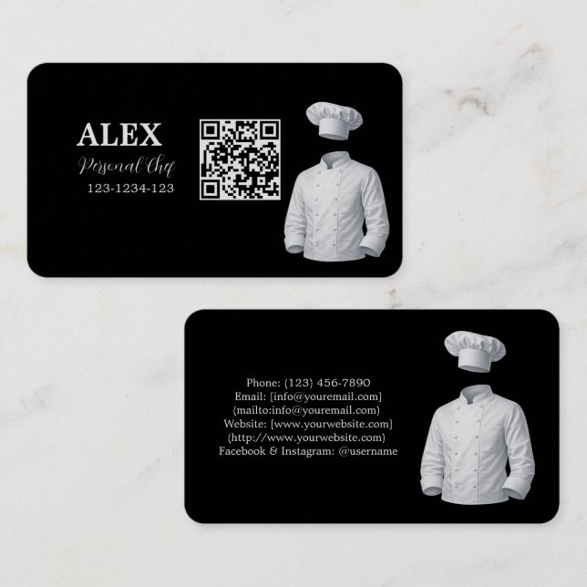 Visita Tarjeta de presentación de código QR de chef perso (Anverso / Reverso)