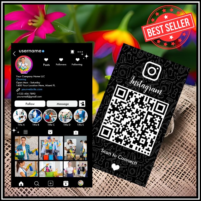 Visita Tarjeta de presentación de código QR de limpieza d (Subido por el creador)