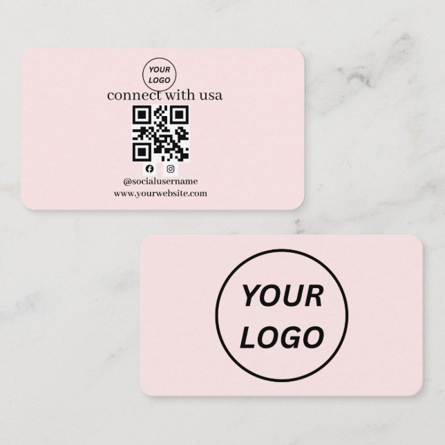 Visita Tarjeta de presentación de código QR de logo perso (Anverso / Reverso)