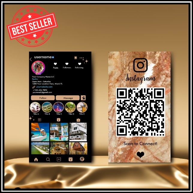 Visita Tarjeta de presentación de código QR de mármol de  (Subido por el creador)