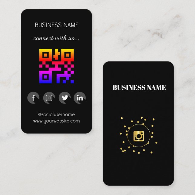 Visita Tarjeta de presentación de código QR de redes soci (Anverso / Reverso)