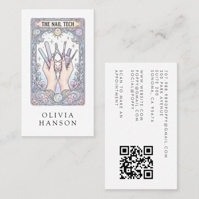 Visita Tarjeta de presentación de código QR de Tarot para (Anverso / Reverso)