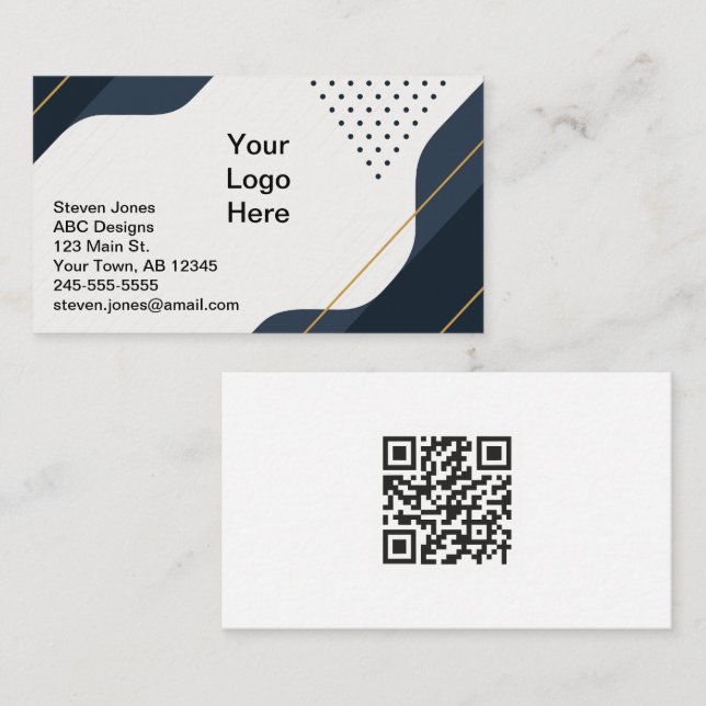 Visita Tarjeta de presentación de código QR Gris y negro  (Anverso / Reverso)
