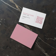 Tarjeta de presentación de código QR gris y rosa