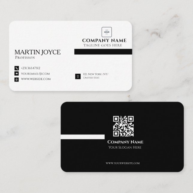 Visita Tarjeta de presentación de código qr minimalista (Anverso / Reverso)