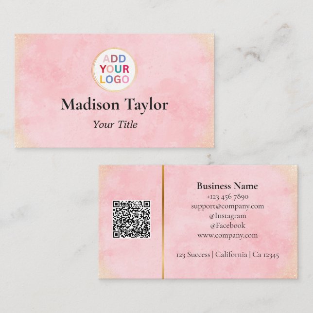 Visita Tarjeta de presentación de código QR moderno con l (Anverso / Reverso)