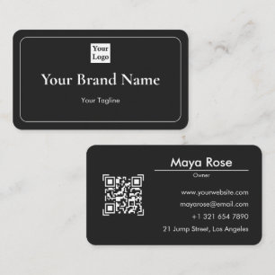Visita Tarjeta de presentación de código QR negro moderno