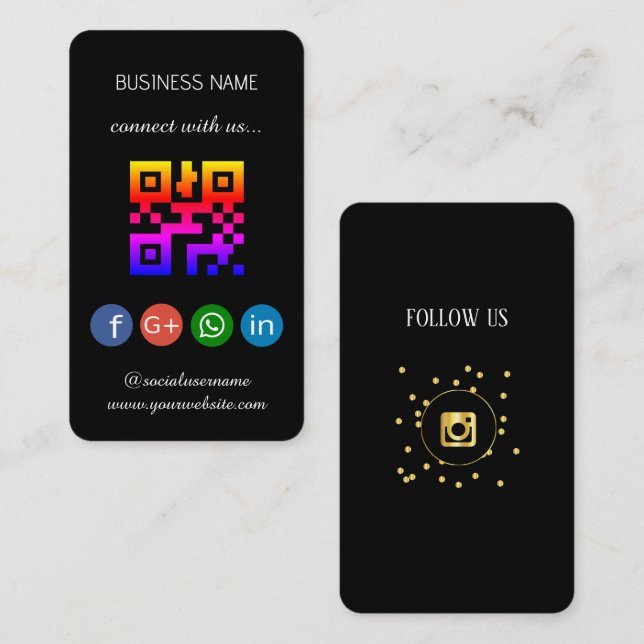 Visita Tarjeta de presentación de código QR para medios s (Anverso / Reverso)