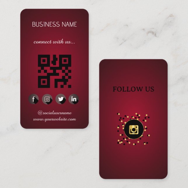 Visita Tarjeta de presentación de código QR para Red-Soci (Anverso / Reverso)