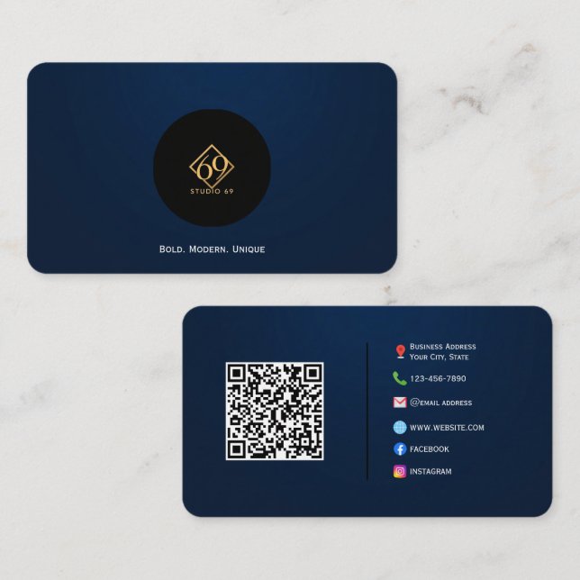 Visita Tarjeta de presentación de código QR Personalizado (Anverso / Reverso)