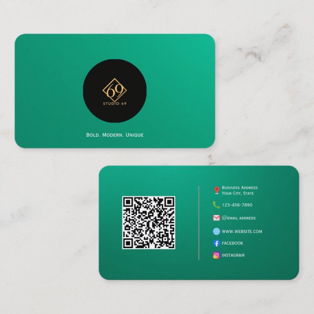 Visita Tarjeta de presentación de código QR Personalizado (Anverso / Reverso)