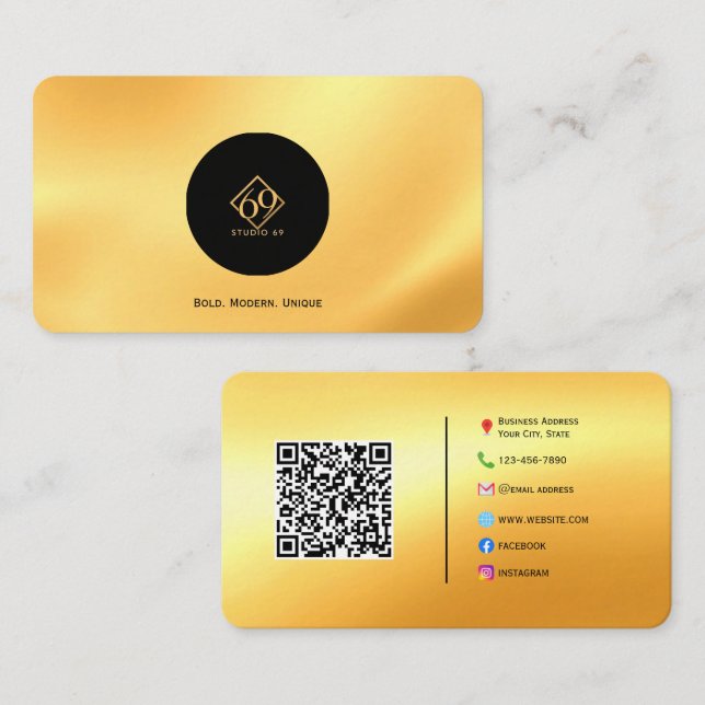 Visita Tarjeta de presentación de código QR Personalizado (Anverso / Reverso)