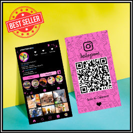 Visita Tarjeta de presentación de código QR rosa de Insta