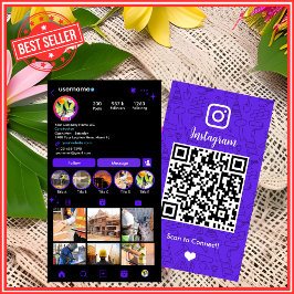 Visita Tarjeta de presentación de código QR violeta de In