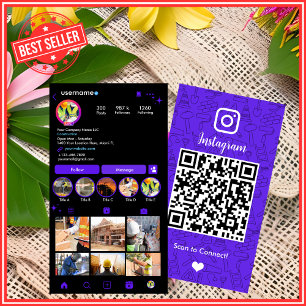 Visita Tarjeta de presentación de código QR violeta de In