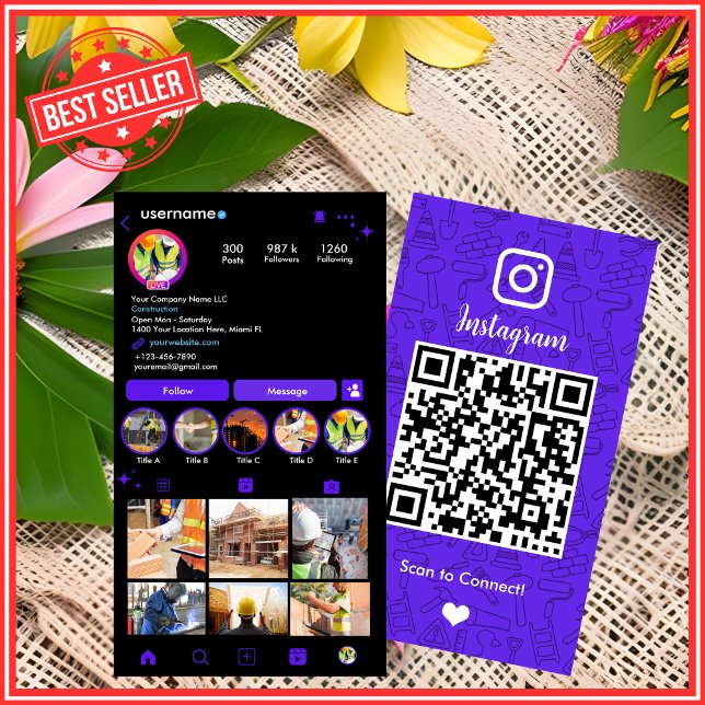 Visita Tarjeta de presentación de código QR violeta de In (Subido por el creador)